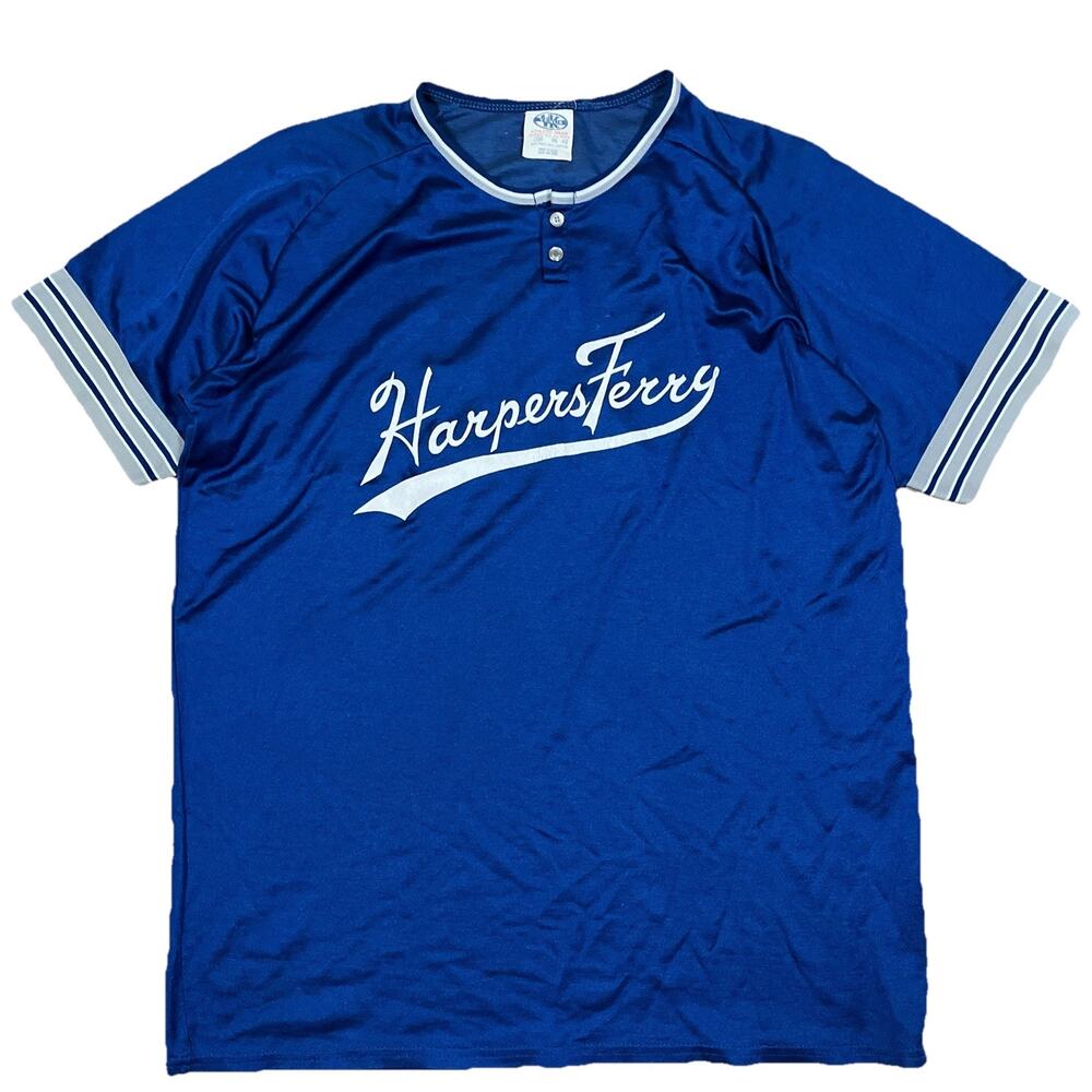 Harpers Ferry Vintage Made in USA Blue Baseball Jersey John Brown West Virginia